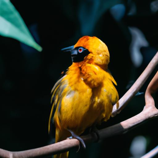 Vibrant yellow bird with intricate plumage