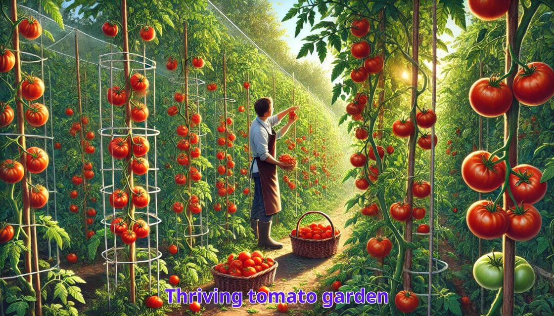 Thriving tomato garden
