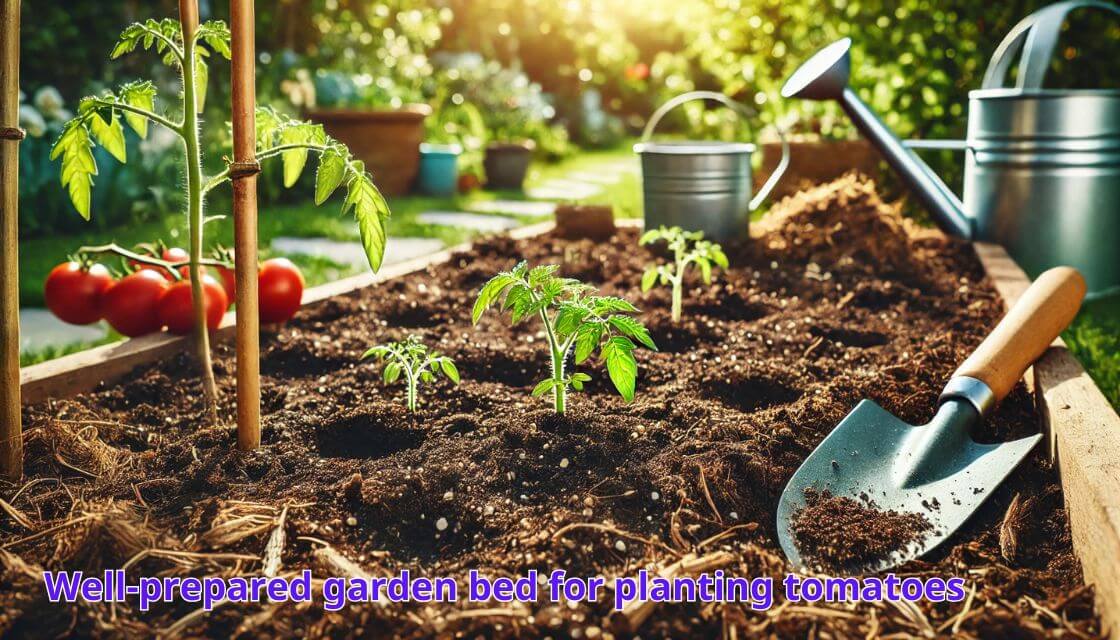 Well-prepared garden bed for planting tomatoes