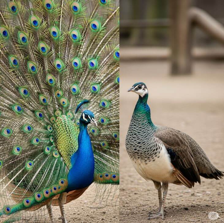 male and female peacok